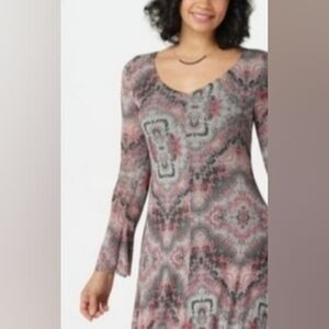 - Attitudes by Renee Long Sleeve, Round Neck Maxi